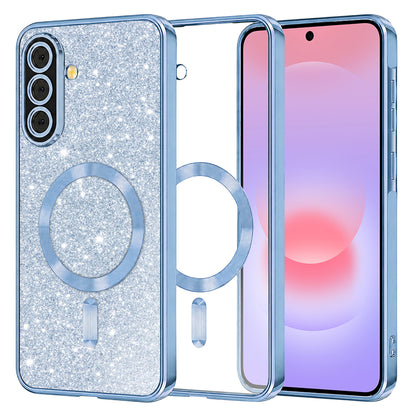 Funda MagSafe para Samsung Galaxy A37 5G, Techsuit, Luxury Glitter, Azul