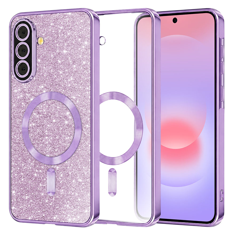 Funda MagSafe para Samsung Galaxy A37 5G, Techsuit, Luxury Glitter, Morado Claro