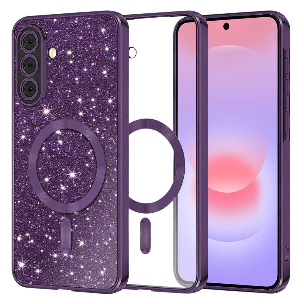 Funda MagSafe para Samsung Galaxy A37 5G, Techsuit, Luxury Glitter, Morado Oscuro
