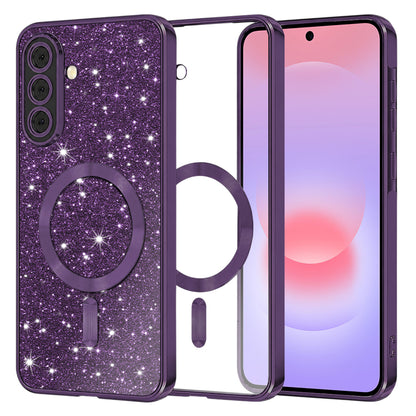 Funda MagSafe para Samsung Galaxy A37 5G, Techsuit, Luxury Glitter, Morado Oscuro