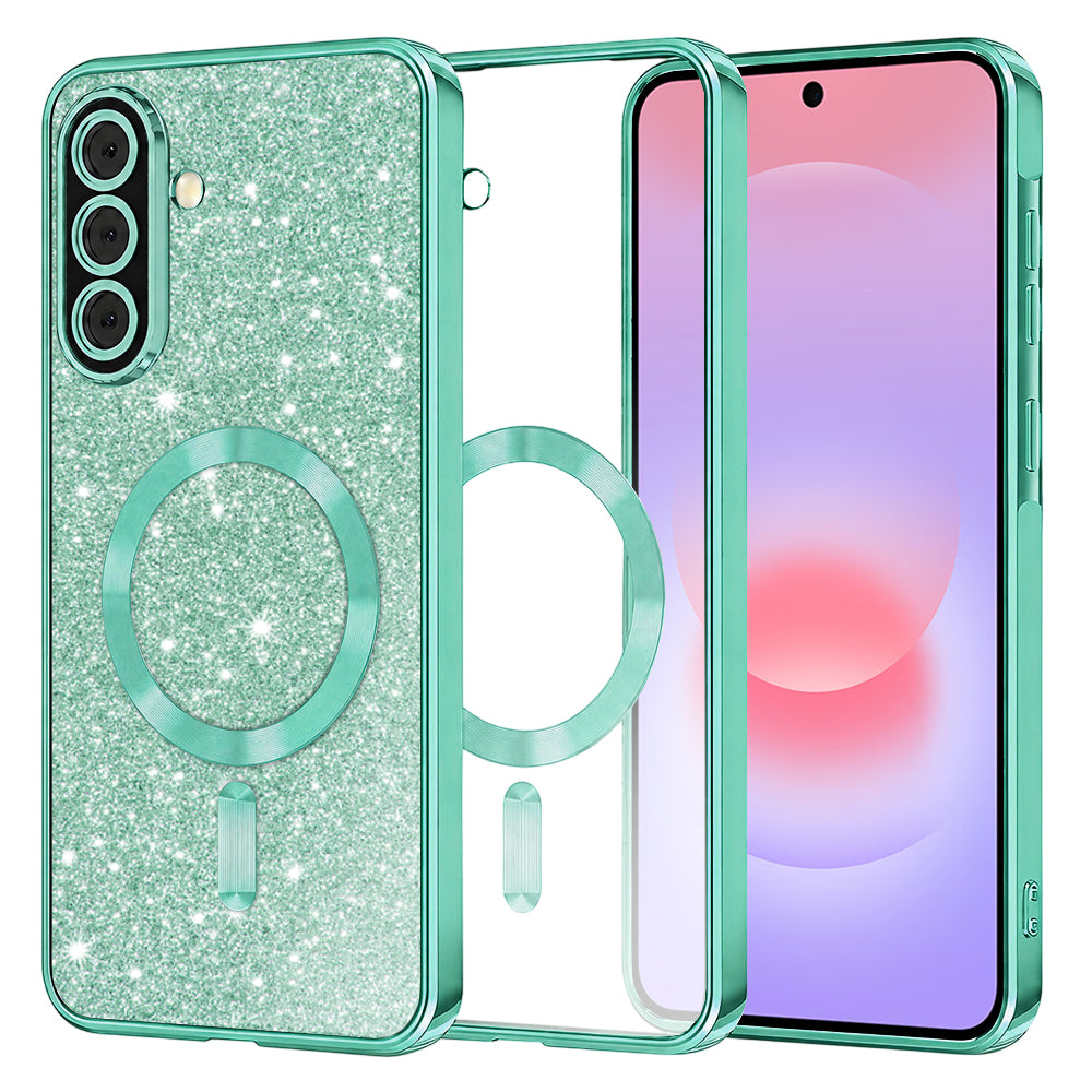Funda MagSafe para Samsung Galaxy A37 5G, Techsuit, Luxury Glitter, Verde Claro