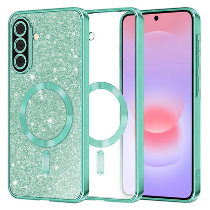 Funda MagSafe para Samsung Galaxy A37 5G, Techsuit, Luxury Glitter, Verde Claro