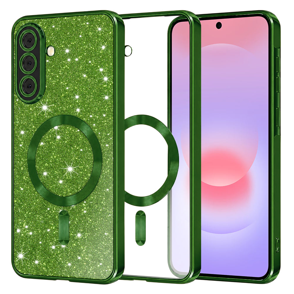 Funda MagSafe para Samsung Galaxy A37 5G, Techsuit, Luxury Glitter, Verde Oscuro