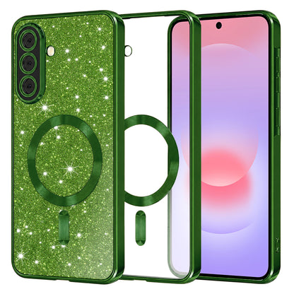 Funda MagSafe para Samsung Galaxy A37 5G, Techsuit, Luxury Glitter, Verde Oscuro