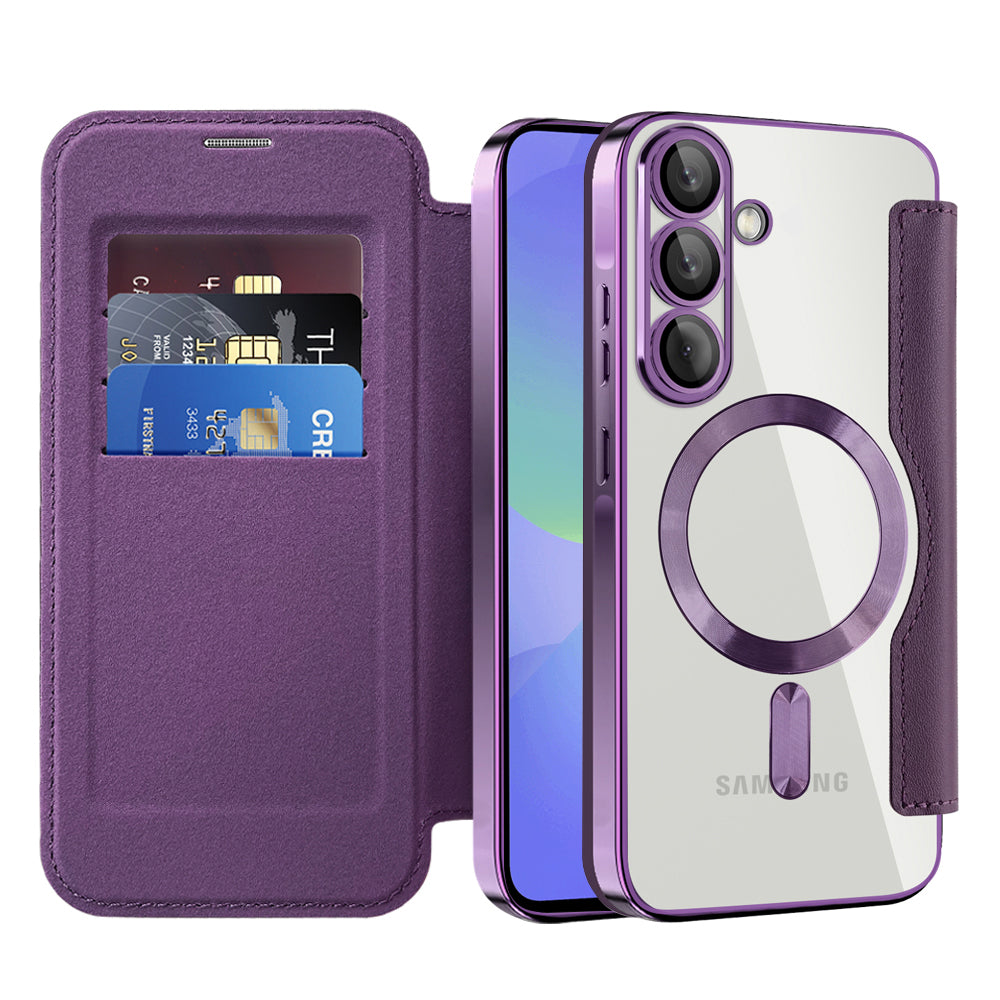 MagSafe Case for Samsung Galaxy A37 5G, Techsuit, SmartMag Book, Purple