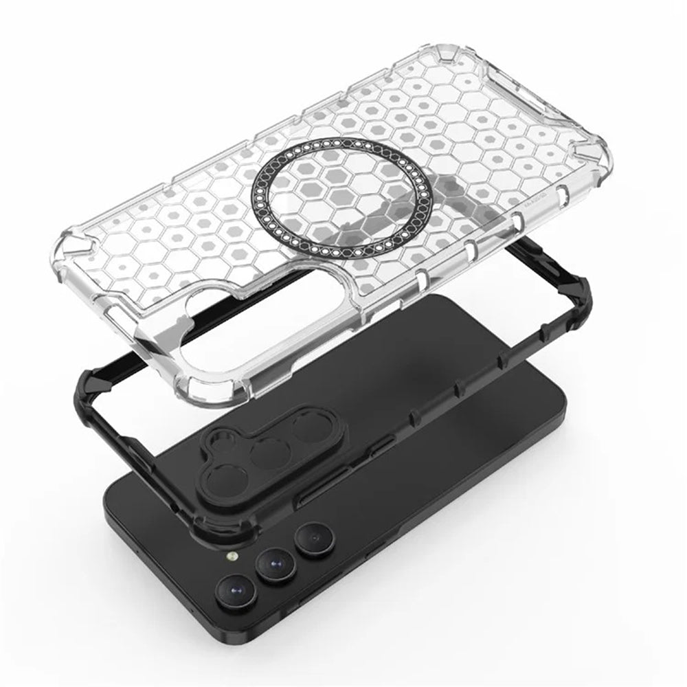 Funda MagSafe para Samsung Galaxy A55 5G A556, Techsuit, HoneyComb Shield, Blanca