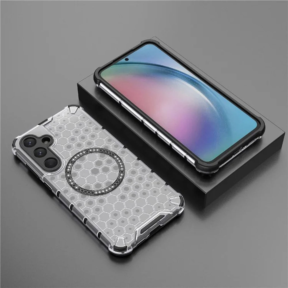 Funda MagSafe para Samsung Galaxy A55 5G A556, Techsuit, HoneyComb Shield, Blanca
