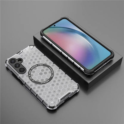 Funda MagSafe para Samsung Galaxy A55 5G A556, Techsuit, HoneyComb Shield, Blanca
