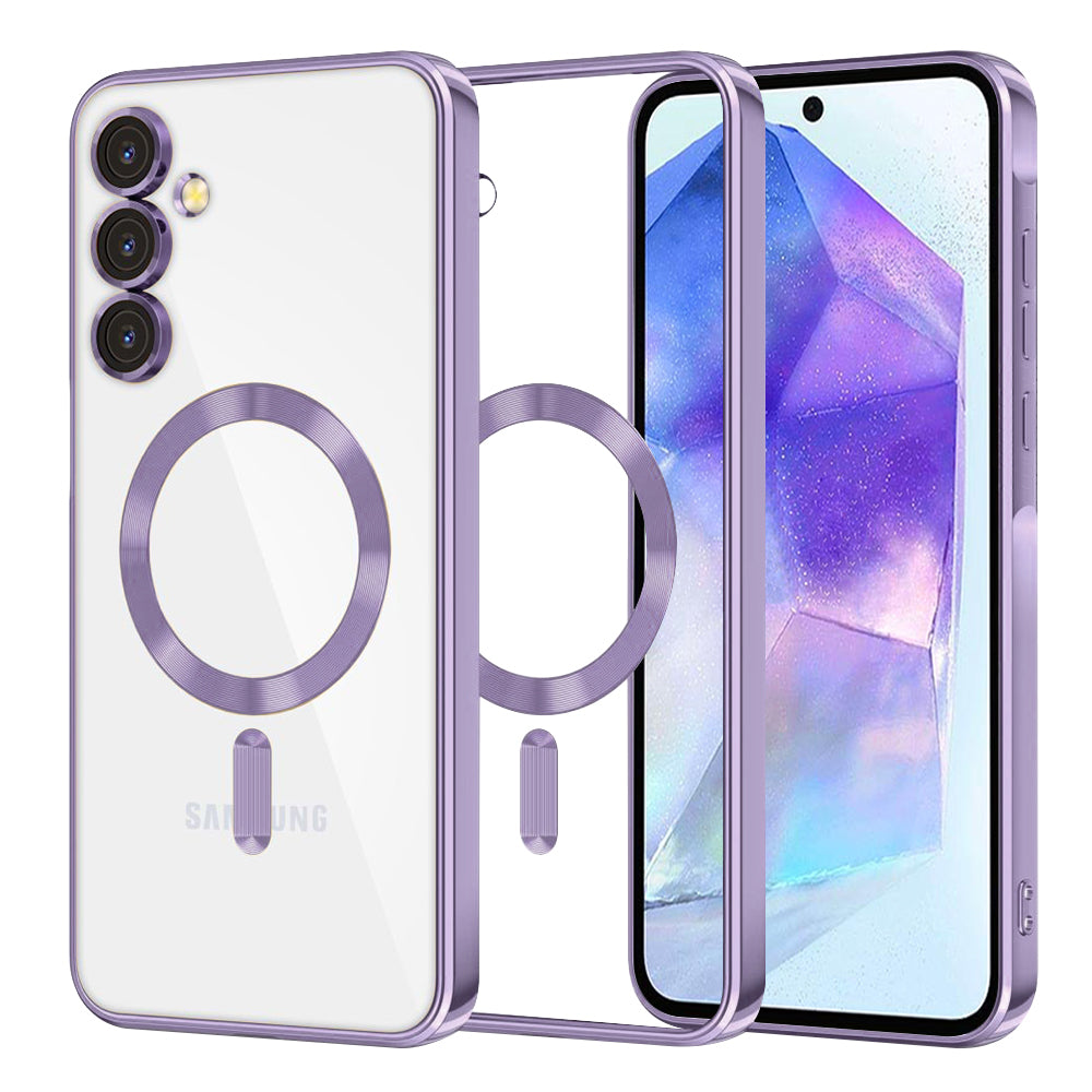 Funda MagSafe para Samsung Galaxy A55 5G A556, Techsuit, Luxury Crystal, Morado Claro