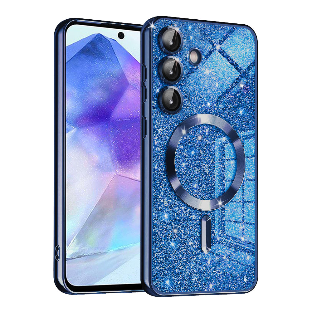 Funda MagSafe para Samsung Galaxy A55 5G A556, Techsuit, Luxury Glitter, Azul Oscuro