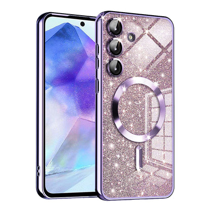 Funda MagSafe para Samsung Galaxy A55 5G A556, Techsuit, Luxury Glitter, Morado Claro