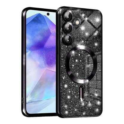 Funda MagSafe para Samsung Galaxy A55 5G A556, Techsuit, Luxury Glitter, Negra