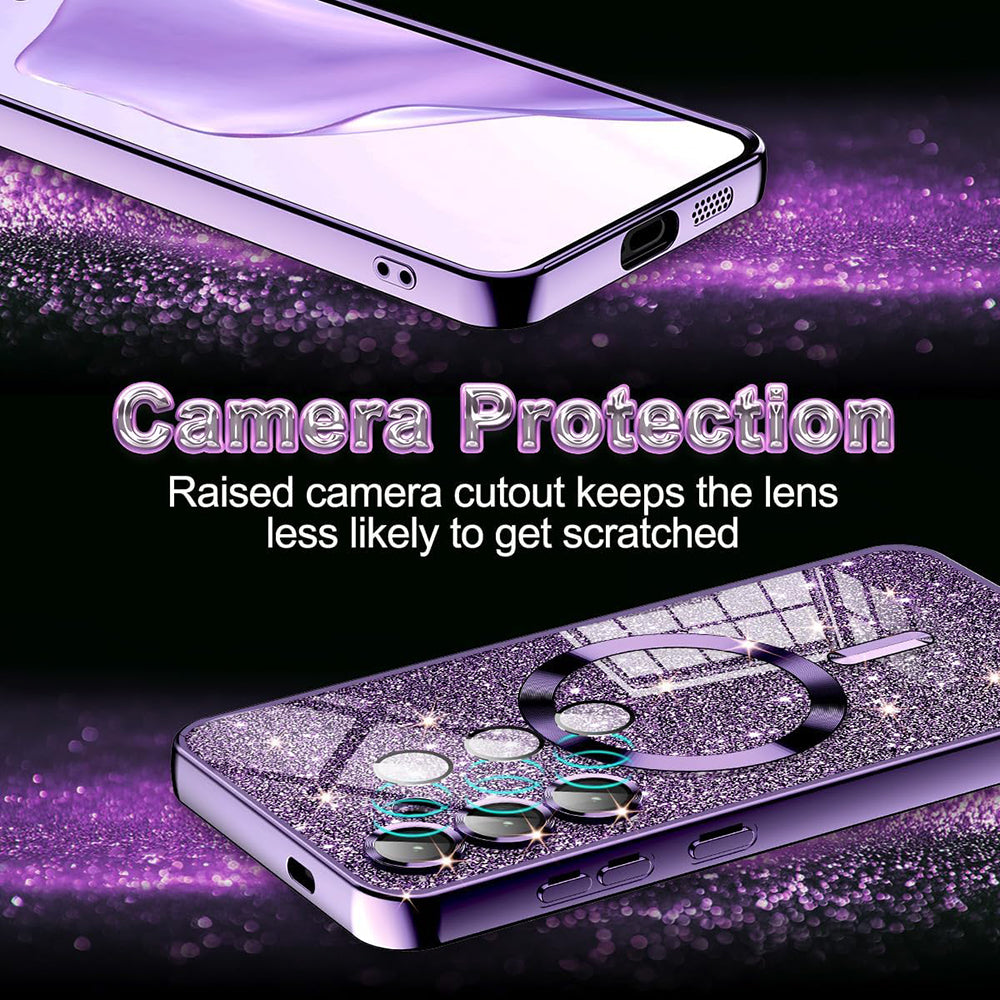 Funda MagSafe para Samsung Galaxy A55 5G A556, Techsuit, Luxury Glitter, Negra