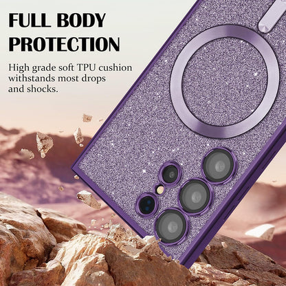 Funda MagSafe para Samsung Galaxy A55 5G A556, Techsuit, Luxury Glitter, Negra
