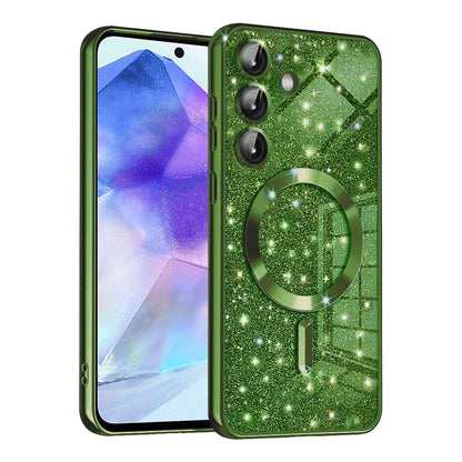 MagSafe Case for Samsung Galaxy A55 5G A556, Techsuit, Luxury Glitter, Dark Green