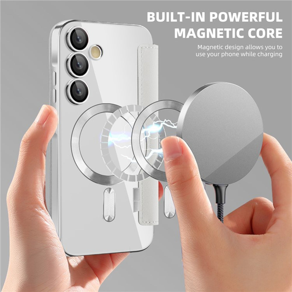 Funda MagSafe para Samsung Galaxy A55 5G A556, Techsuit, SmartMag Book, Gris