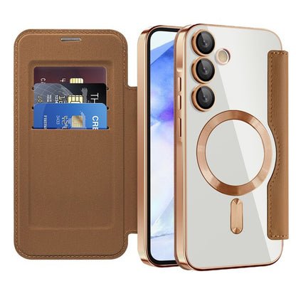 Funda MagSafe para Samsung Galaxy A55 5G A556, Techsuit, SmartMag Book, Marrón