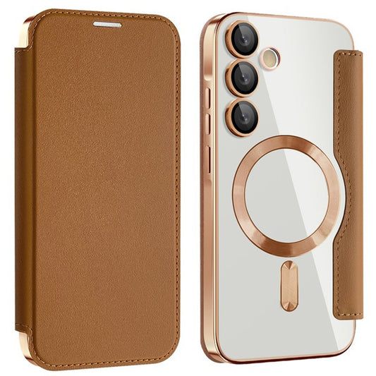 Funda MagSafe para Samsung Galaxy A55 5G A556, Techsuit, SmartMag Book, Marrón