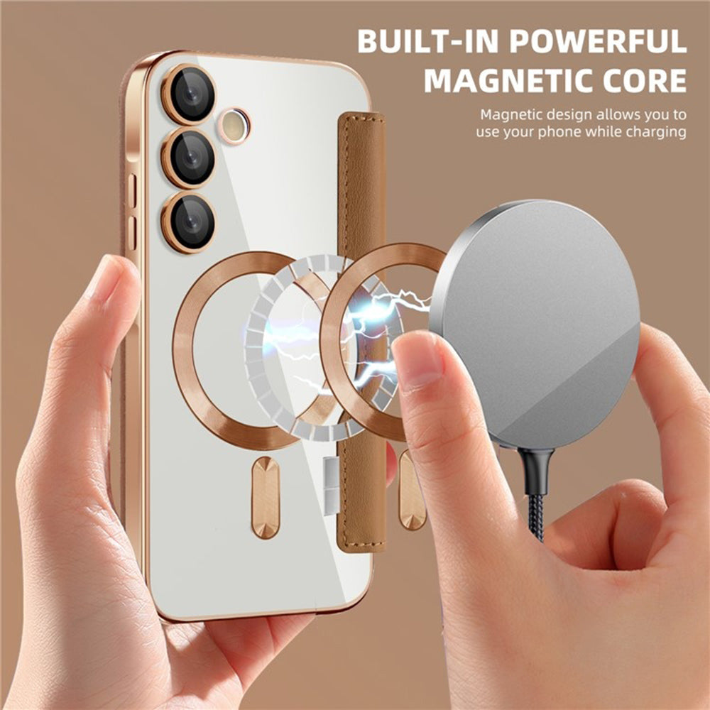 Funda MagSafe para Samsung Galaxy A55 5G A556, Techsuit, SmartMag Book, Marrón