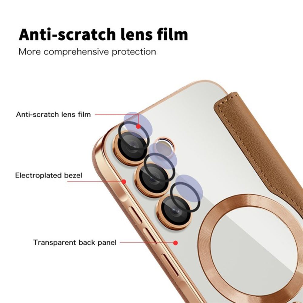 Funda MagSafe para Samsung Galaxy A55 5G A556, Techsuit, SmartMag Book, Marrón