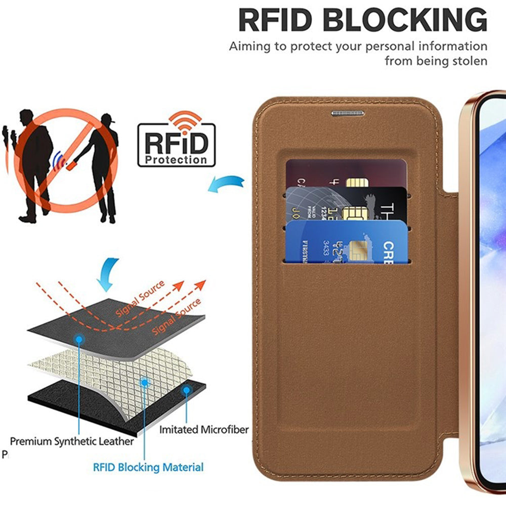 Funda MagSafe para Samsung Galaxy A55 5G A556, Techsuit, SmartMag Book, Marrón