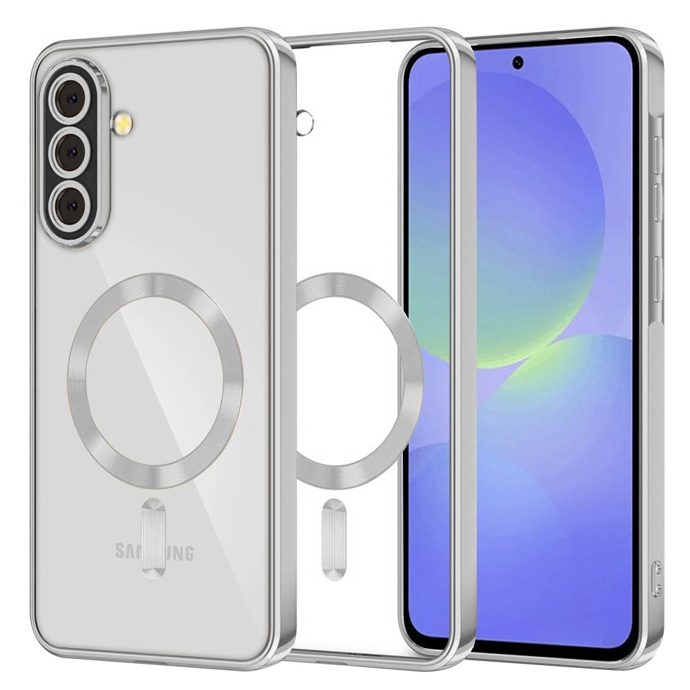 Funda MagSafe para Samsung Galaxy A56 A566 / A36 A366, Techsuit, Luxury Crystal, Plateada