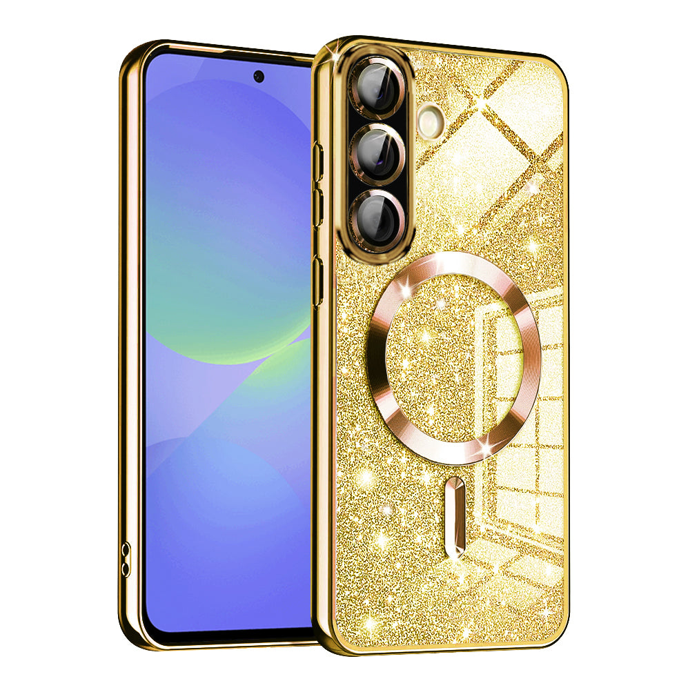 Funda MagSafe para Samsung Galaxy A56 A566 / A36 A366, Techsuit, Luxury Glitter, Dorada