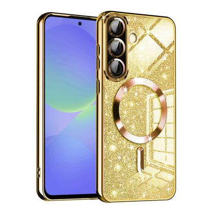 Funda MagSafe para Samsung Galaxy A56 A566 / A36 A366, Techsuit, Luxury Glitter, Dorada