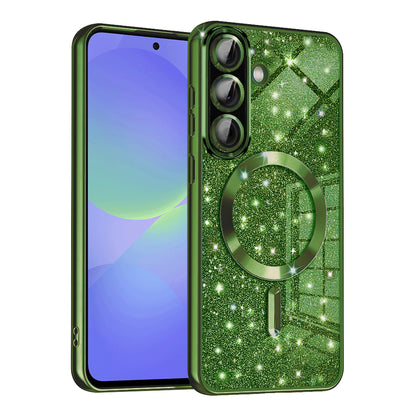 Funda MagSafe para Samsung Galaxy A56 A566 / A36 A366, Techsuit, Luxury Glitter, Verde Oscuro