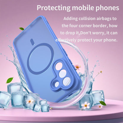 Funda MagSafe para Samsung Galaxy A56 A566, Techsuit, HaloFrost II, Azul.