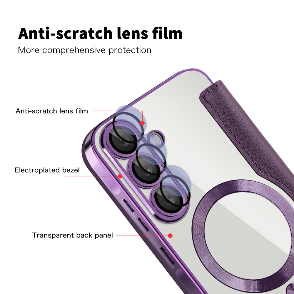Funda MagSafe para Samsung Galaxy A56 A566, Techsuit, SmartMag Book, Morado