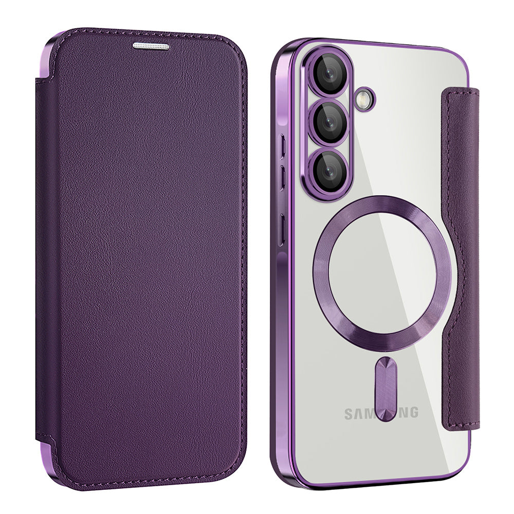 Funda MagSafe para Samsung Galaxy A56 A566, Techsuit, SmartMag Book, Morado
