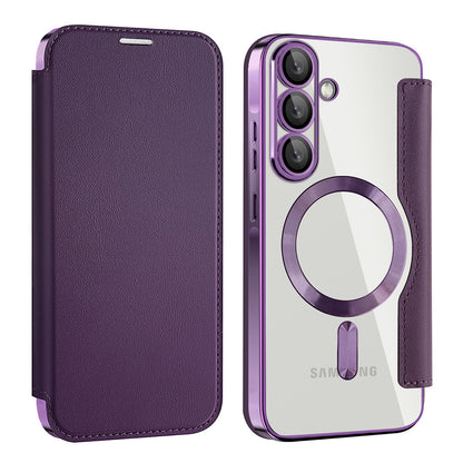 Funda MagSafe para Samsung Galaxy A56 A566, Techsuit, SmartMag Book, Morado