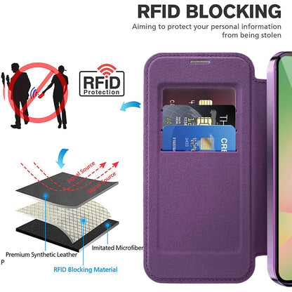 Funda MagSafe para Samsung Galaxy A56 A566, Techsuit, SmartMag Book, Morado