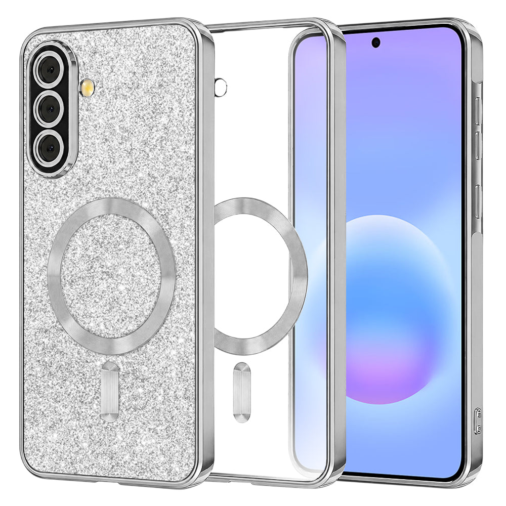 Funda MagSafe para Samsung Galaxy A57 5G, Techsuit, Luxury Glitter, Plateada
