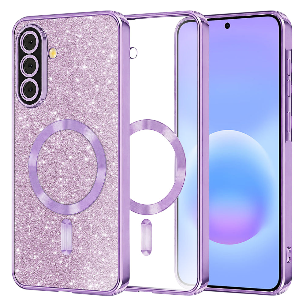 Funda MagSafe para Samsung Galaxy A57 5G, Techsuit, Luxury Glitter, Morado Claro