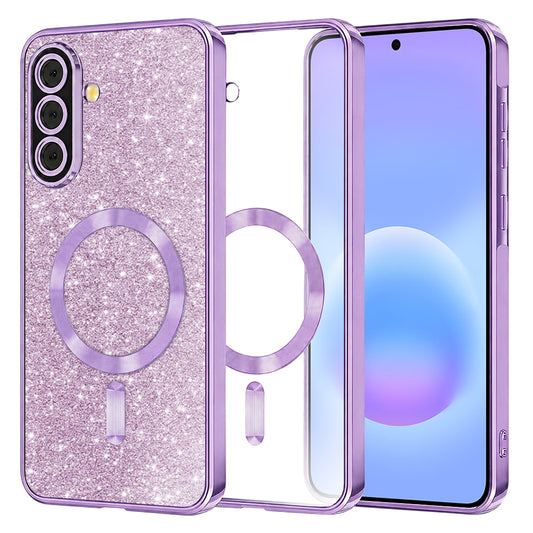 Funda MagSafe para Samsung Galaxy A57 5G, Techsuit, Luxury Glitter, Morado Claro