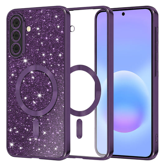 Funda MagSafe para Samsung Galaxy A57 5G, Techsuit, Luxury Glitter, Morado Oscuro