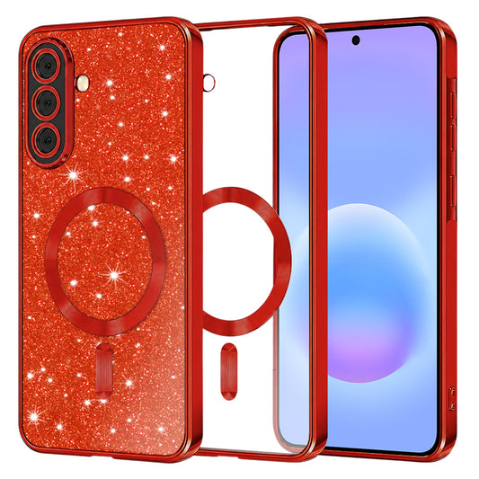 Funda MagSafe para Samsung Galaxy A57 5G, Techsuit, Luxury Glitter, Roja