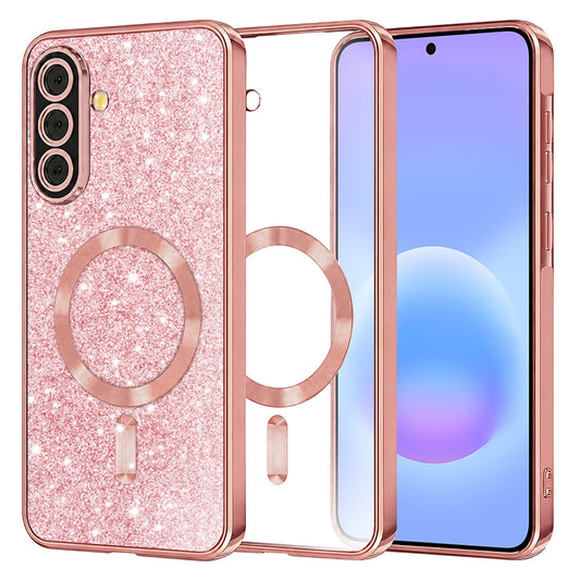 Funda MagSafe para Samsung Galaxy A57 5G, Techsuit, Luxury Glitter, Rosa Dorado