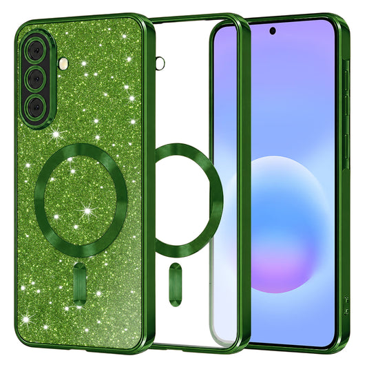 Funda MagSafe para Samsung Galaxy A57 5G, Techsuit, Luxury Glitter, Verde Oscuro