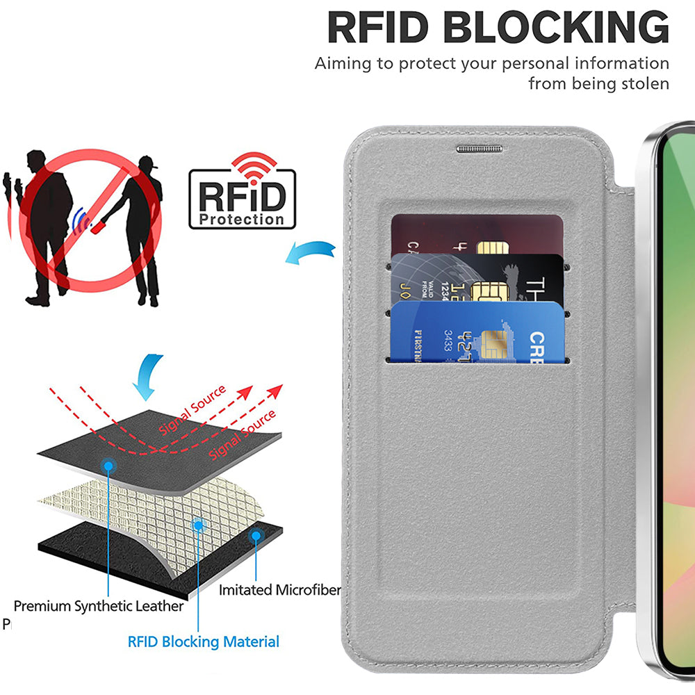 Funda MagSafe para Samsung Galaxy A57 5G, Techsuit, SmartMag Book, Gris