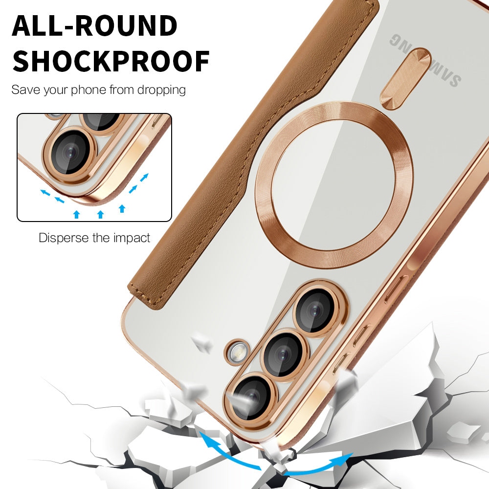 Funda MagSafe para Samsung Galaxy A57 5G, Techsuit, SmartMag Book, Marrón