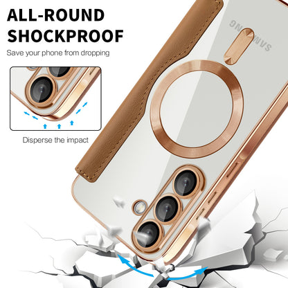 Funda MagSafe para Samsung Galaxy A57 5G, Techsuit, SmartMag Book, Marrón