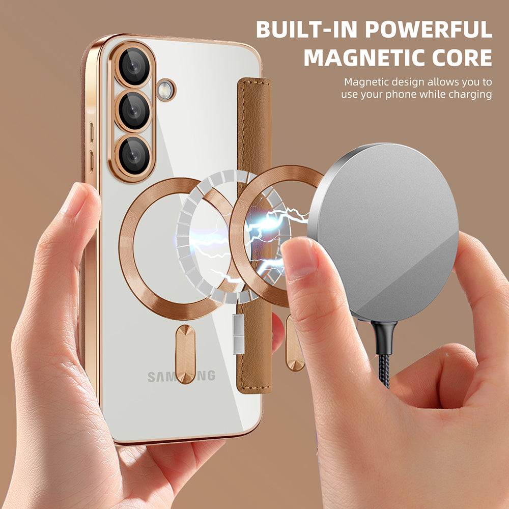 Funda MagSafe para Samsung Galaxy A57 5G, Techsuit, SmartMag Book, Marrón