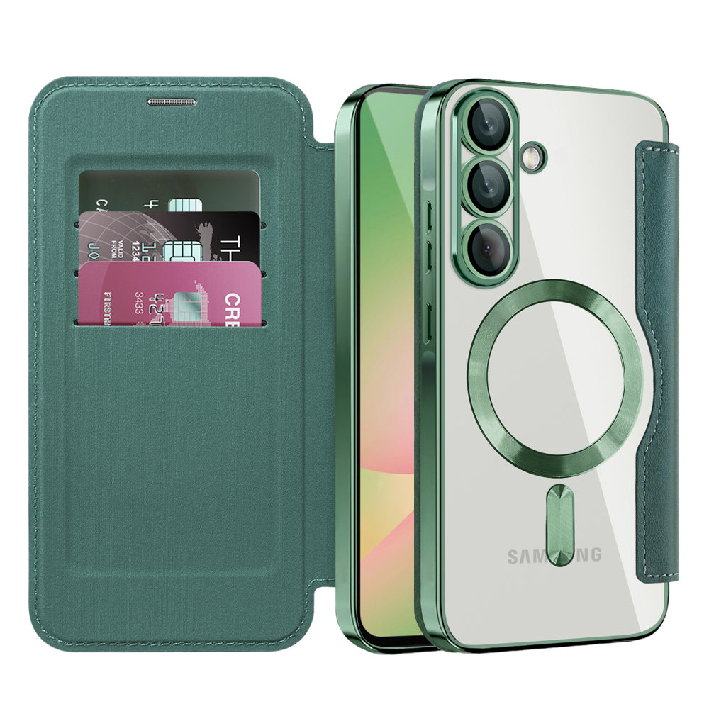 Funda MagSafe para Samsung Galaxy A57 5G, Techsuit, SmartMag Book, Verde