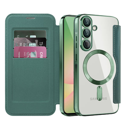 Funda MagSafe para Samsung Galaxy A57 5G, Techsuit, SmartMag Book, Verde