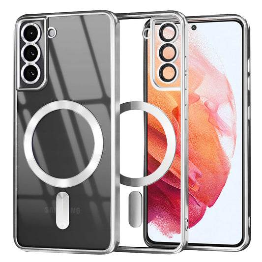 Funda MagSafe para Samsung Galaxy S21 5G G991, Techsuit, Luxury Crystal, Plateada