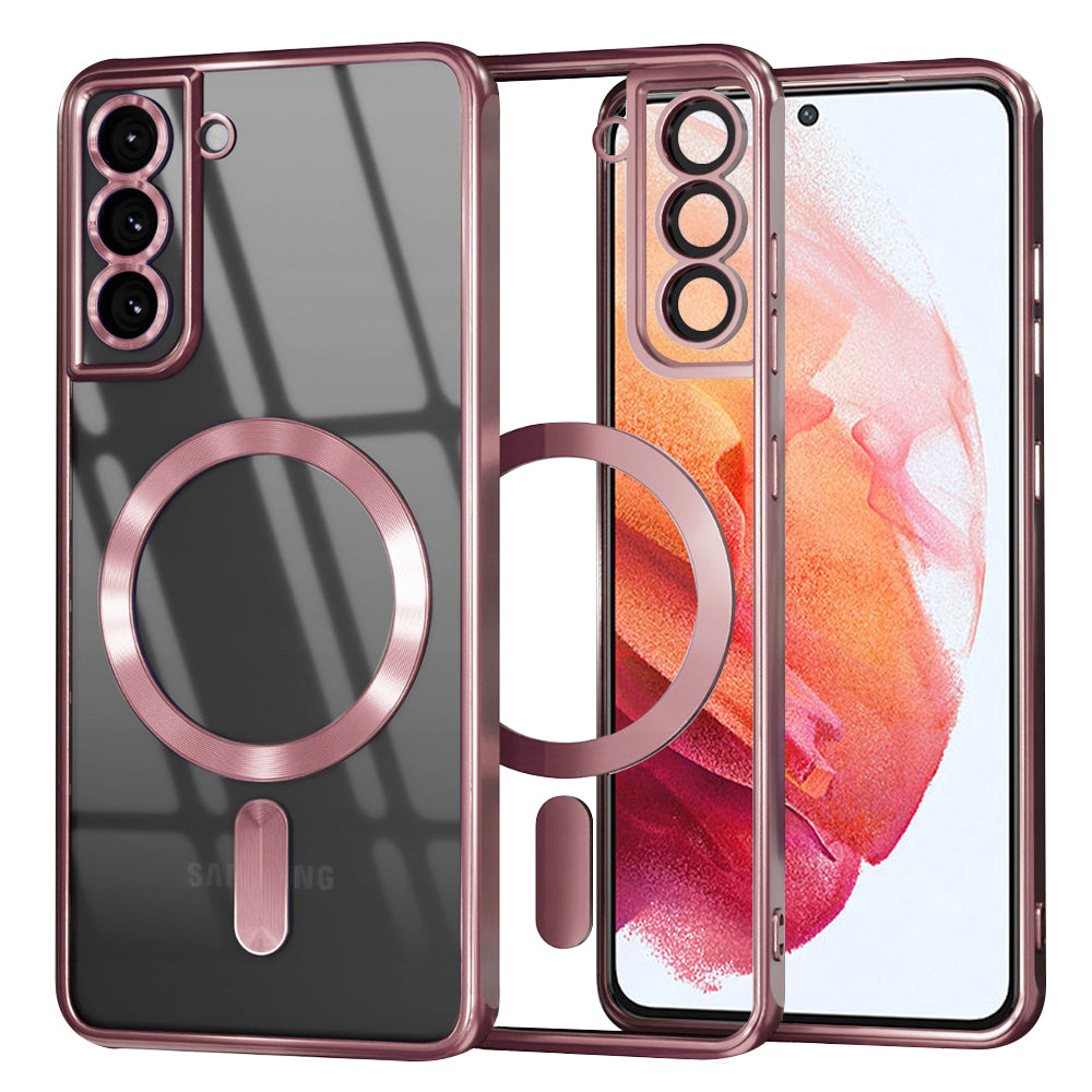 Funda MagSafe para Samsung Galaxy S21 5G G991, Techsuit, Luxury Crystal, Rosa