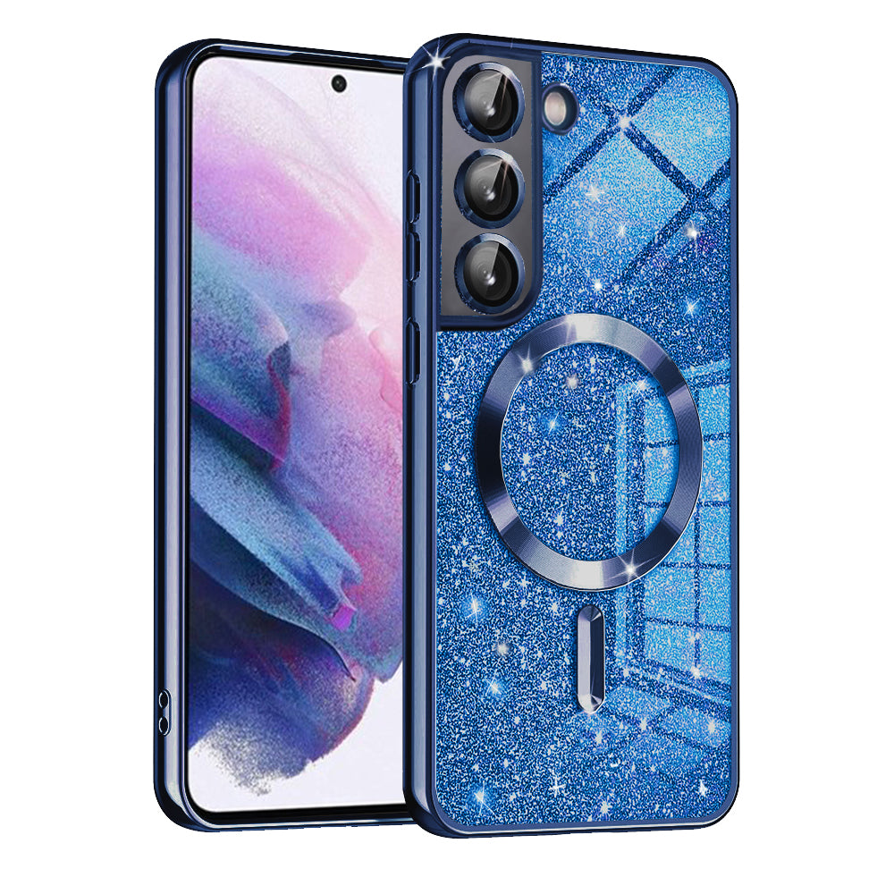 Funda MagSafe para Samsung Galaxy S21 5G G991, Techsuit, Luxury Glitter, Azul Oscuro